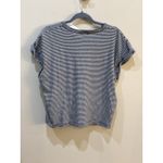 MOTHER The Keep On Rolling Pocket Stripe Tee Size Medium Cream and Navy Blue Photo 4