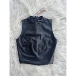 SKIMS Faux Leather Crew Neck Cropped Top Onyx Size Medium Photo 1