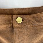 Chico's Stretch Brown Coated Faux-Suede Worn Luggage Slim Pants Size 14 Photo 4