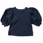 Maeve  Anthropologie Puff Sleeve Black Puff Sleeve Crewneck Sweatshirt Photo 1