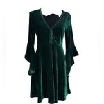 GMHO Chic Green Velvet Midi Dress EUC Green Size M Photo 3