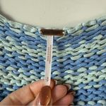 Free People  Striped Portland Pullover Sweater Blue Lake Combo S Photo 4