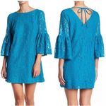 Laundry by Shelli Segal NWT Blue Lace Bell Sleeve Dress Photo 0