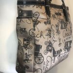 Coach Vintage Horse & Carriage Tan Satin Shoulder Bag Black Leather Straps Photo 10