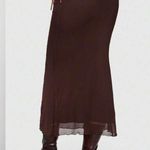 Romwe  Brown Hip Slit Trumpet Maxi Skirt Photo 1