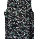 Vera Wang Simply  Black/Green Floral Chiffon Sleeveless Blouse Size Medium Ruffle Photo 0