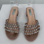 Betsey Johnson  Sophi Champagne Rhinestone Strap Flat Sandals size 8 Wedding Photo 4