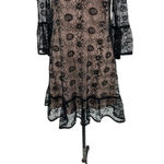 Reiss Jade Lace Dress Black Nude A-Line Bell Sleeve Embroidered Size US 6 Photo 5
