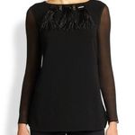 Escada Nayomie ostrich feather embellished top black Sz 32 Photo 0