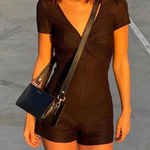 Princess Polly  Black Kealan Romper Twist Front  Photo 0
