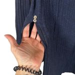 Deletta  Navy Blue Slit Sides Ribbed Long Sleeve Knit Tunic Sweater Women Sz S Photo 6