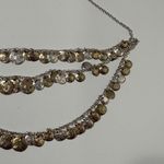 White House | Black Market  Layered Disc Bib Necklace Earrings Set silver gold tone Photo 8