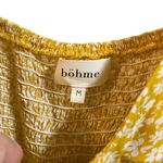 Bohme  Babydoll Top Women’s Medium Tiered Blouse Yellow White Smocked Adult Photo 2