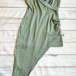 Lulus Let's Celebrate Tonight Asymmetric Satin Cocktail Dress Sage Green NWOT Photo 0