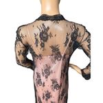 Boutique Sexy Long Black Lace Scalloped satin ribbon closing Robe size small Photo 9