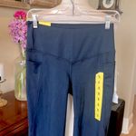 Flare Navy Blue Leggings Crop Comfy Soft Womens Small Pockets Photo 12