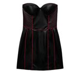 ZARA Faux Leather Strapless Black and Red Mini Dress(Size Large) Photo 1