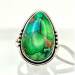 Peacock Green Blue Dahlia Sterling Silver Ring Size 6 Photo 1