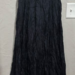 Garnet Hill  Black Silk Crinkled Skirt Elastic Waist Midi Boho broomstick Size 10 Photo 0