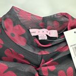 Crave fame  Juniors Ruched-Front Mesh Sleeve Top Red Black Floral Size XS NEW‎ Photo 3