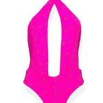 frankie's bikinis Roma Eyelet One Piece Swim, Magenta, XS Photo 4