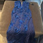 Women’s Blue Sparkly Mermaid Fit Prom Party Dress CrissCross Straps Size 10 NWT Photo 9