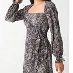 & Other Stories & Other Stories Flowy Leopard Print Mini Dress Puff Sleeves Side Tie Skirt 4 Photo 0