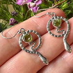 Snake Natural Peridot Rough Sterling Silver Earrings Silver Photo 0