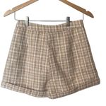 Shaun Justin Tan and Cream Tweed cuffed Y2K mini Shorts Photo 5