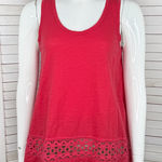 Loft  Crochet Lace Trim Tank Top Shirt Coral Red XS Photo 0