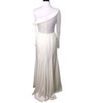 Mac Duggal  One Shoulder Illusion Gown with Pearls  Rhinestones Ivory Size 6 NWT Photo 7