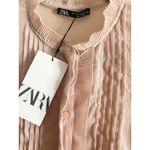 ZARA  Women's Sheer Ruffle Button Up Sleeveless Blouse SIZE SMALL‎ NWT Blush Pink Photo 3