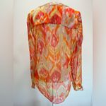 Chico's Chico’s Summer Ikat in Watermelon Fizz Sheer Knot Front Top Sequins & Buttons Photo 7