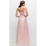 After Six  Bow One-Shoulder Fluid Satin Maxi Dress With Full Skirt Size XS Photo 10