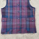 Woolrich  Women’s Wool Blend Plaid Vest Full Button Academia in Purple Navy L Photo 2