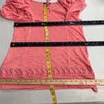 cupio  Women’s Coral Peach‎ Linen Blend Embroidered Boho Gypsy Top Size Medium Photo 8