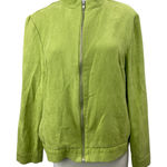 Dolina Women's Green Faux Suede High Neck Zip Up Long Sleeve Coat Jacket Size 12 Photo 0
