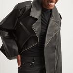 Leather Biker Jacket Black Size 6 Photo 8