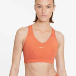 Nike  NWT Swoosh Icon Clash Medium Support 1-piece‎ Pad V-neck Sports Bra Orange Photo 0