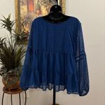 Kojooin Babydoll Top Womens Large Blue Pullover Balloon Sleeve Flowy Boho Hippie Photo 3