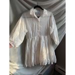 AQUA KRISTOPHER BROCK Lace Eyelet White Mini Dress Small Romantic Cottage Femme Photo 2