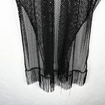 Just Be  One Size Swim Cover Up Mesh Tasseled Black‎ Swimwear Short Sleeve 1222 Photo 5