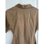 Moon River  Cutout Cotton & Linen Mini Shirt Dress Mocha Tan XS Photo 7