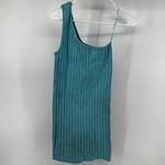 ZARA  Seamless Asymmetric Dress One Shoulder Bodycon Ribbed Knit Neon Blue XS-S Photo 5