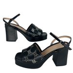 Gucci Black GG Logo Platform Janaya GG Logo Quarter Strap Sandal Photo 3
