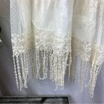 XCVI Ivory Crochet Fringe Long Sleeve Mini Dress L Photo 3