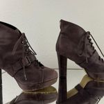 Seychelles  Brown Leather Under Construction Victorian Lace Up Heeled Ankle Boots Photo 4