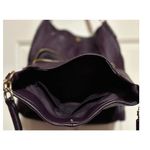 Coach Leather Purple Pebble Hobo Shoulder Bag Gold Zippers Chain Purple Interior Photo 7
