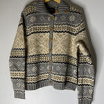 Eddie Bauer Vintage 90s Womens  Fair Isle Nordic Lambswool Hippy Cardigan Sz L Photo 0