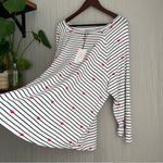 Chelsea & Theodore White with Black Stripes and Red Hearts Top Size 2X Photo 6